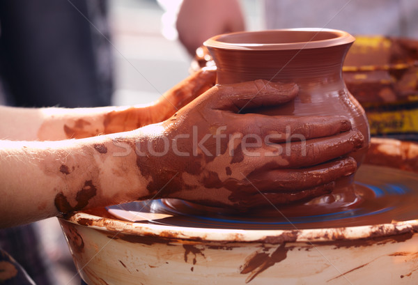 Potter making the pot in traditional style. Stock photo © d13