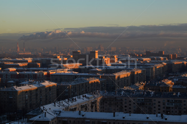 Zonsopgang stad stedelijke stadsgezicht zon licht Stockfoto © d13