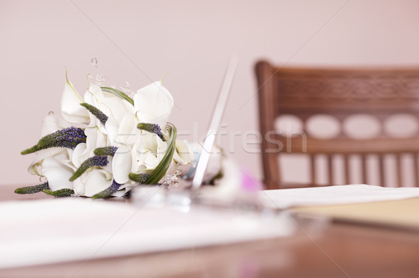 Stockfoto: Witte · bloemen · mooie · tabel