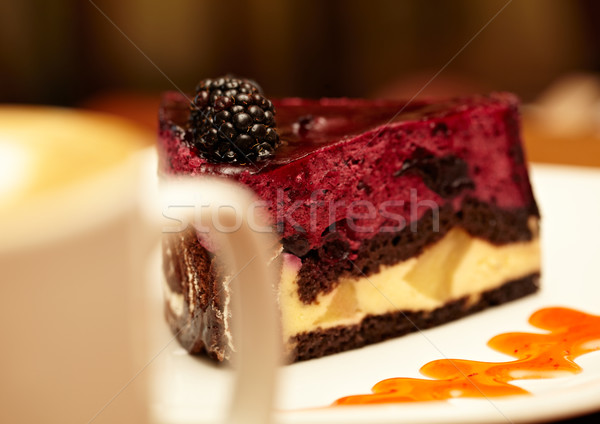 Cheesecake with blackberry on a plate Stock photo © d13