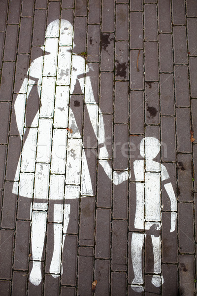 Road sign mother and a child Stock photo © d13