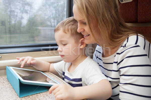 Mother and her young son on a train Stock photo © d13
