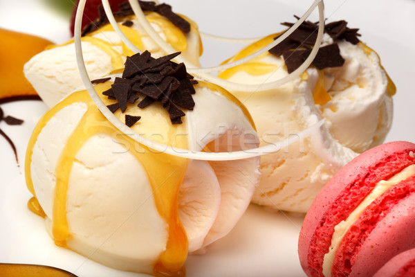 Gourmet vanilla ice cream with macaroons Stock photo © d13