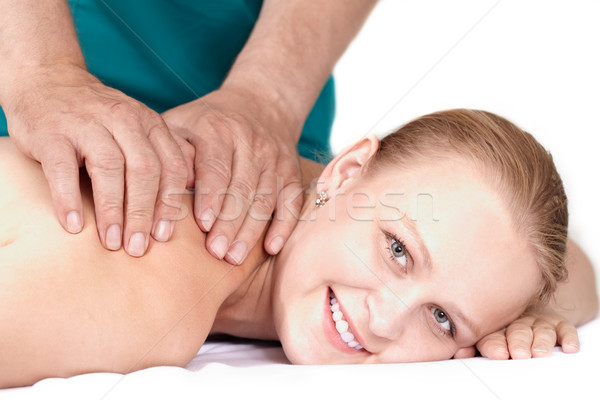 Foto stock: Médico · massagem · jovem · bastante · menina · 25