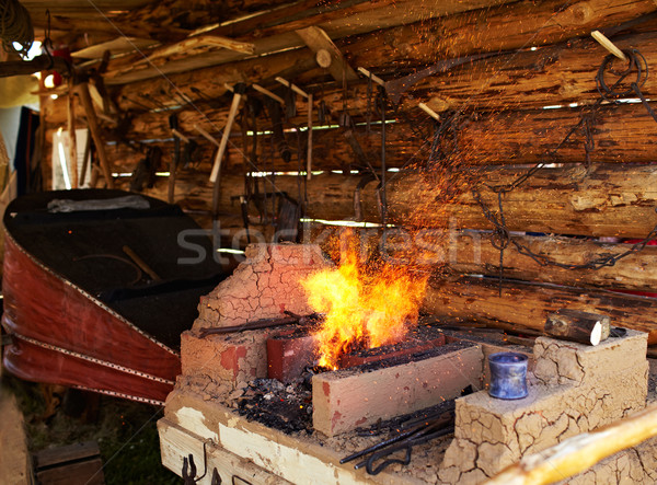 Hagyományos kovács tűzhely barna klasszikus kandalló Stock fotó © d13