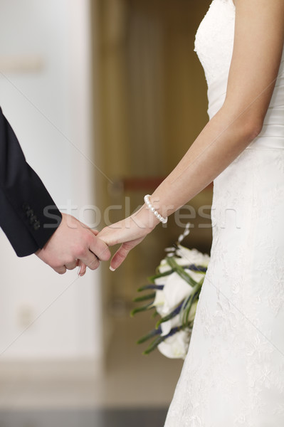 Bride and groom holding hands Stock photo © d13