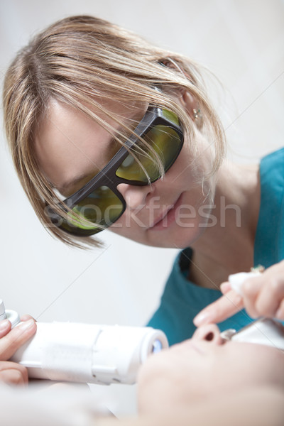 Laser facial treatment in cosmetology clinic Stock photo © d13