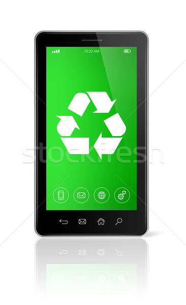 Smartphone with a recycling symbol on screen. environmental cons Stock photo © daboost