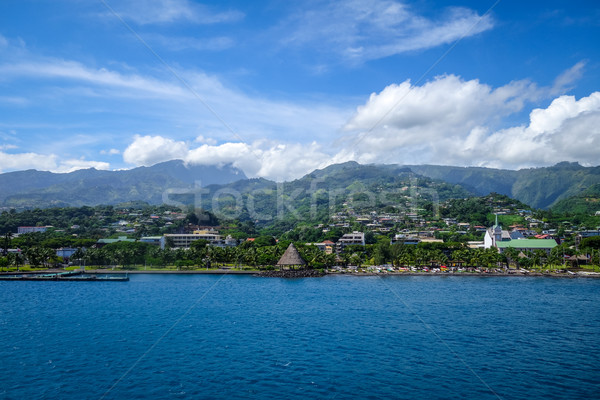 Papeete city view from the sea, Tahiti Stock photo © daboost