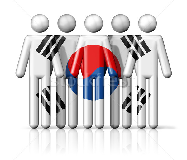 Flag of South Korea on stick figure Stock photo © daboost