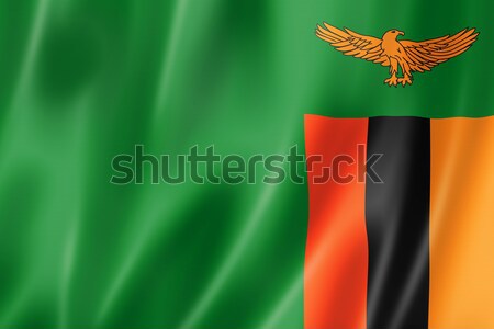 Banderą Zambia trójwymiarowy oddać satyna tekstury Zdjęcia stock © daboost