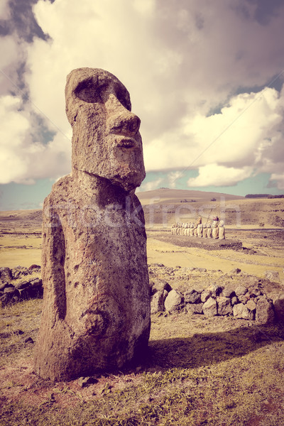 Moai statue, ahu Tongariki, easter island Stock photo © daboost