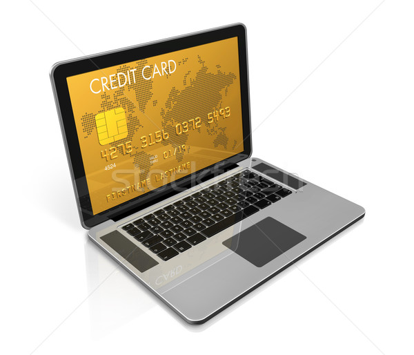 gold credit card on a laptop screen Stock photo © daboost