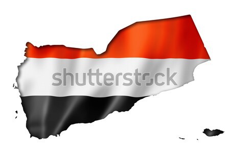 ストックフォト: イエメン · フラグ · 地図 · レンダー · 孤立した
