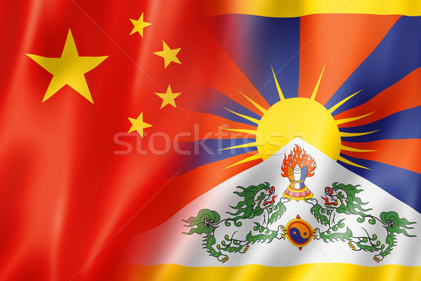 Chiny tybet banderą mieszany trójwymiarowy oddać Zdjęcia stock © daboost