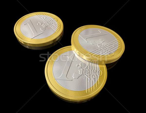 Stock foto: Ein · Euro · Münzen · dreidimensionale · Finanzierung · Markt