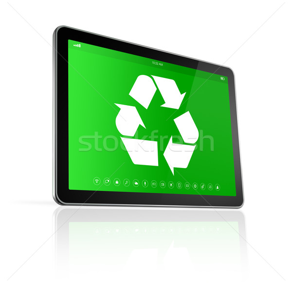 Digital tablet PC with a recycling symbol on screen. environment Stock photo © daboost