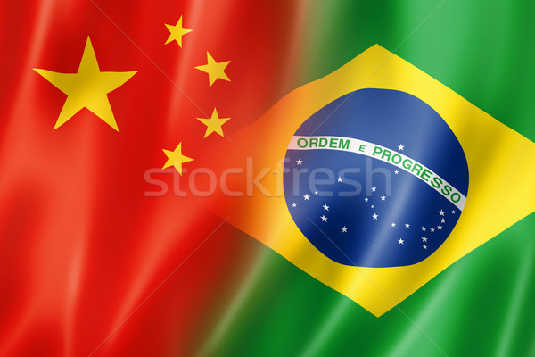 中國 巴西 旗 雜 三維 給予 商業照片 © daboost