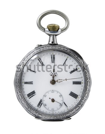 Edad reloj de bolsillo blanco reloj metal tiempo Foto stock © daboost