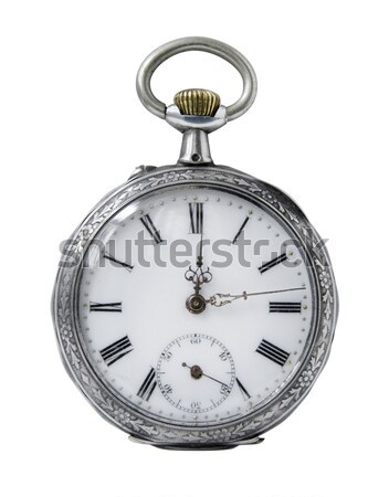 Stockfoto: Oude · zakhorloge · witte · klok · metaal · tijd