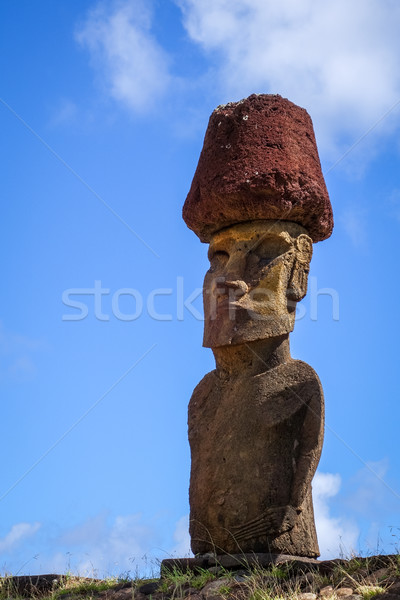 Moais statues site ahu Nao Nao on anakena beach, easter island Stock photo © daboost