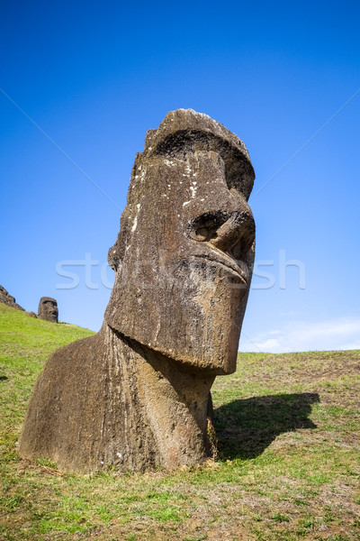 Moais statues on Rano Raraku volcano, easter island Stock photo © daboost