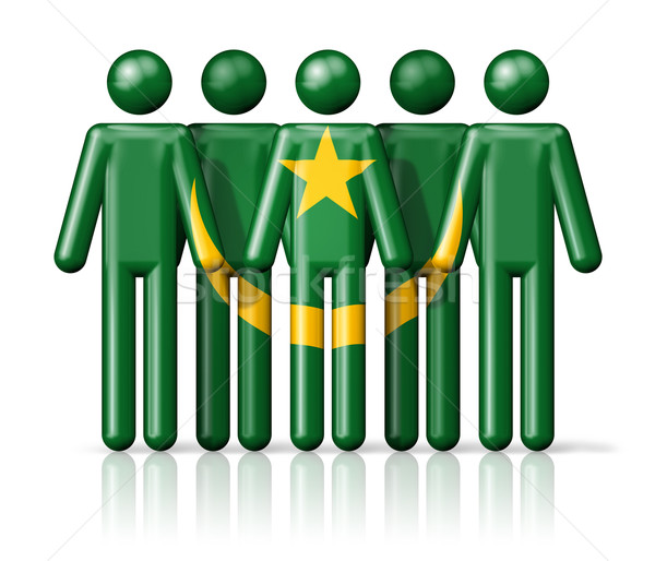Banderą Mauretania stick figure społecznej społeczności symbol Zdjęcia stock © daboost