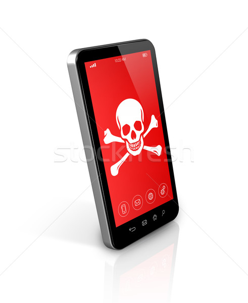 smartphone with a pirate symbol on screen. Hacking concept Stock photo © daboost