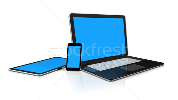 Laptop mobiltelefon digitális táblagép számítógép 3D Stock fotó © daboost
