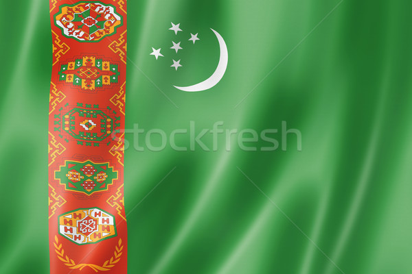 Türkmenistan bayrak üç boyutlu vermek saten doku Stok fotoğraf © daboost