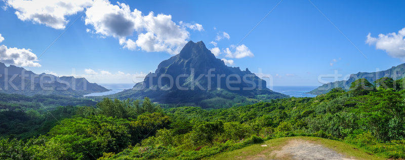 Aerial view of Opunohu, Cook’s Bay and lagoon in Moorea Island Stock photo © daboost
