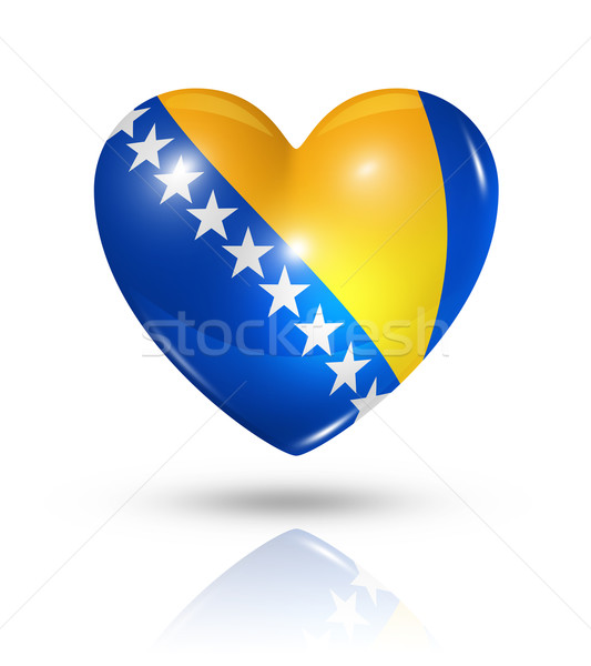 Love Bosnia and Herzegovina, heart flag icon Stock photo © daboost