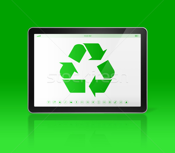 Digital tablet PC with a recycling symbol on screen. ecological  Stock photo © daboost