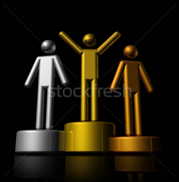 3D gagnants podium bronze argent or Photo stock © daboost