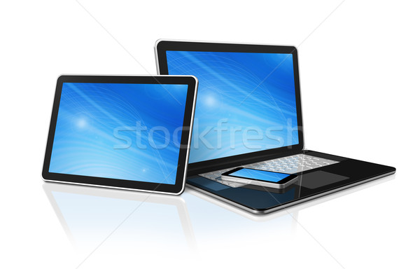 laptop, mobile phone and digital tablet pc computer Stock photo © daboost