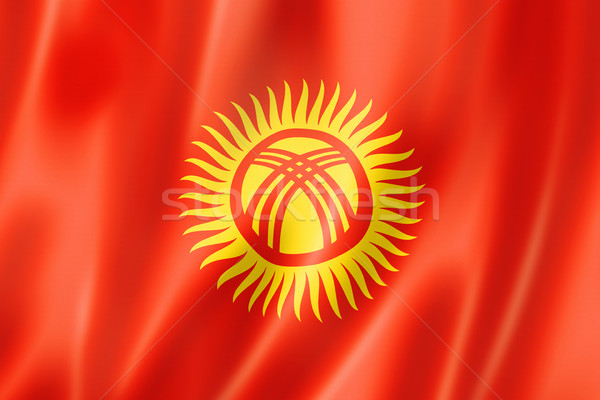 Kirgistan banderą trójwymiarowy oddać satyna tekstury Zdjęcia stock © daboost