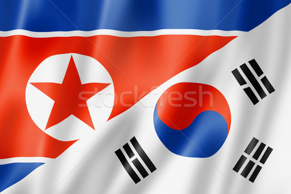 Stock photo: North Korea and South Korea flag