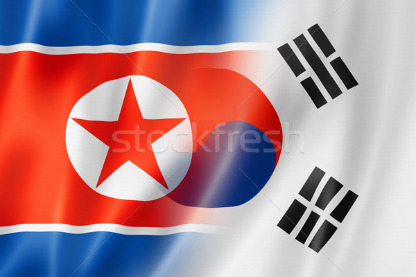 North Korea and South Korea flag Stock photo © daboost