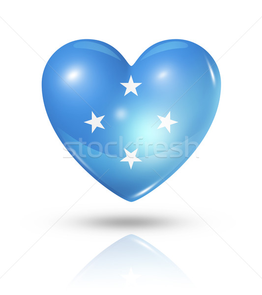 愛 密克羅尼西亞 心臟 旗 圖標 符號 商業照片 © daboost