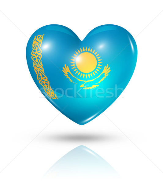 Love Kazakhstan, heart flag icon Stock photo © daboost