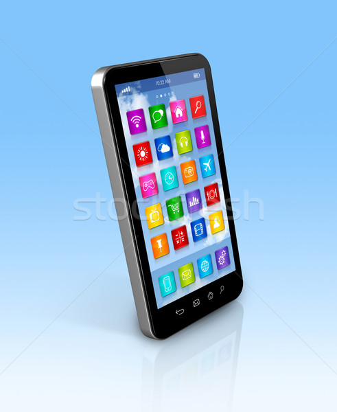 Smartphone ekran dotykowy hd aplikacje ikona interfejs Zdjęcia stock © daboost