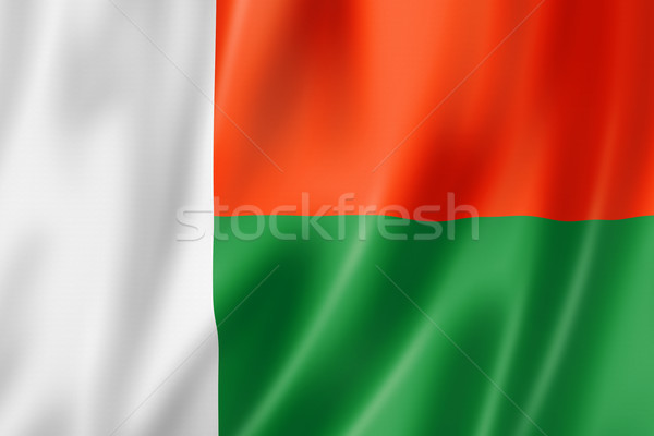 Foto stock: Madagáscar · bandeira · tridimensional · tornar · cetim · textura