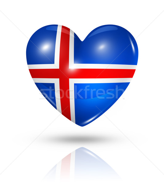 Love Iceland, heart flag icon Stock photo © daboost