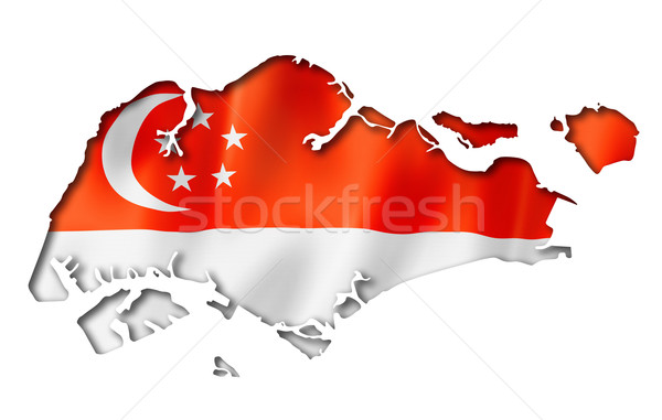 新加坡 旗 地圖 新加坡 三維 給予 商業照片 © daboost
