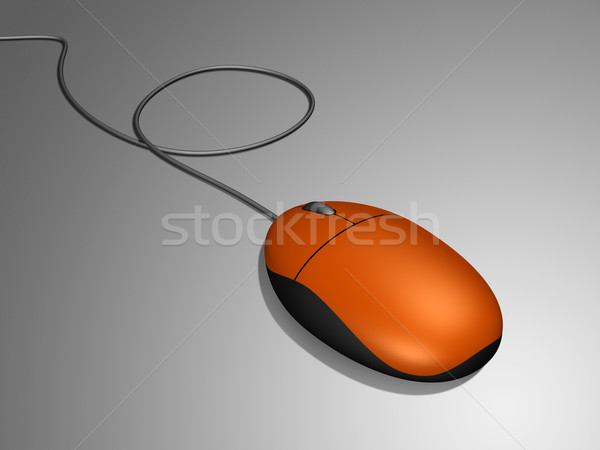 Stok fotoğraf: Bilgisayar · fare · 3D · turuncu · gümüş · madeni · bilgisayar