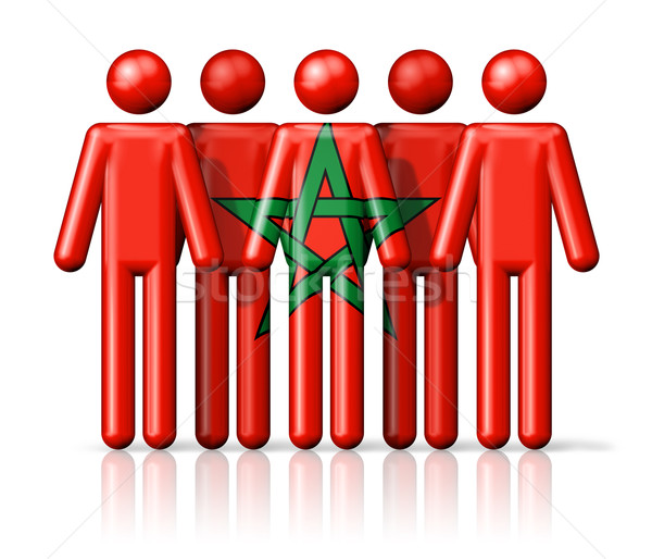Flagge Marokko Strichmännchen sozialen Gemeinschaft Symbol Stock foto © daboost