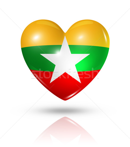 Amor birmânia Mianmar coração bandeira ícone Foto stock © daboost