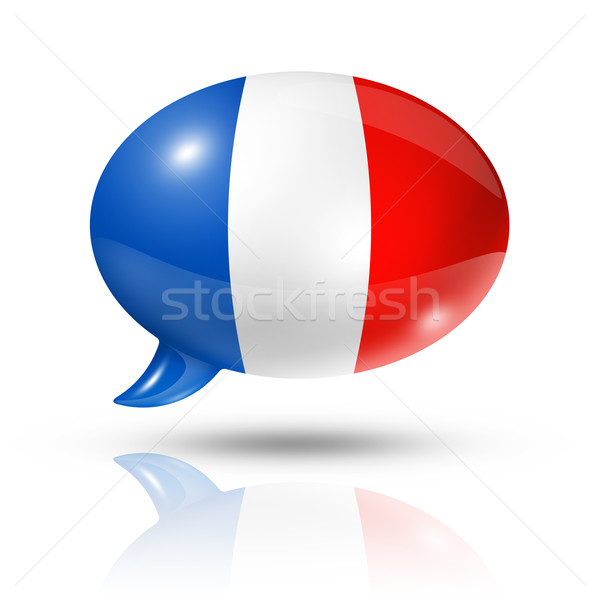 Stockfoto: Frans · vlag · tekstballon · Frankrijk · geïsoleerd