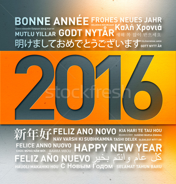Gelukkig nieuwjaar wereld kaart verschillend talen wolk Stockfoto © daboost