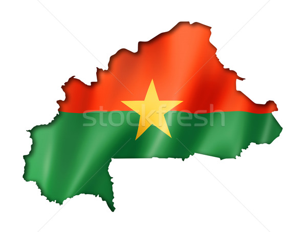 Stock fotó: Burkina · zászló · térkép · háromdimenziós · render · izolált